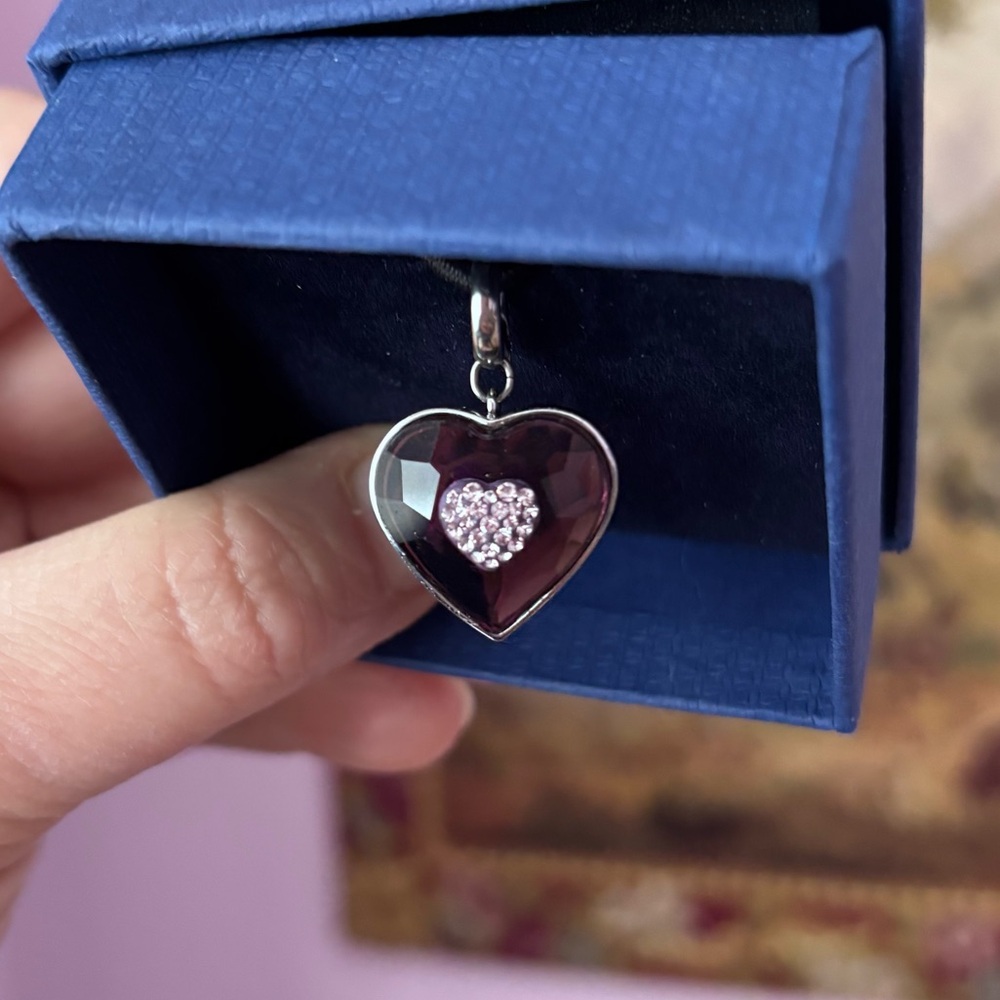 Swarovski Purple Heart Pendant with Buckle Clasp